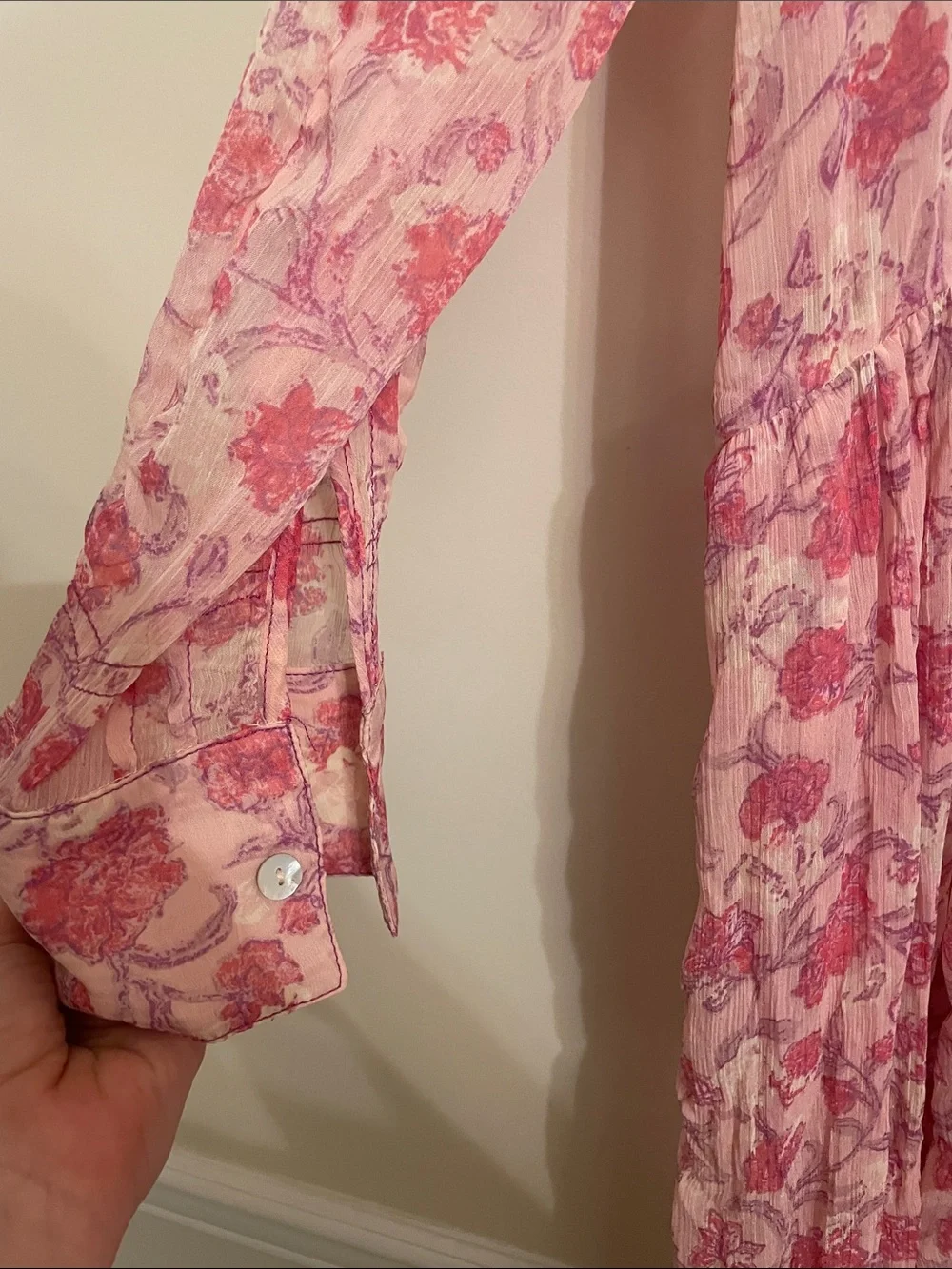 Free People Women's See It Through Floral Long Sleeve Maxi Dress